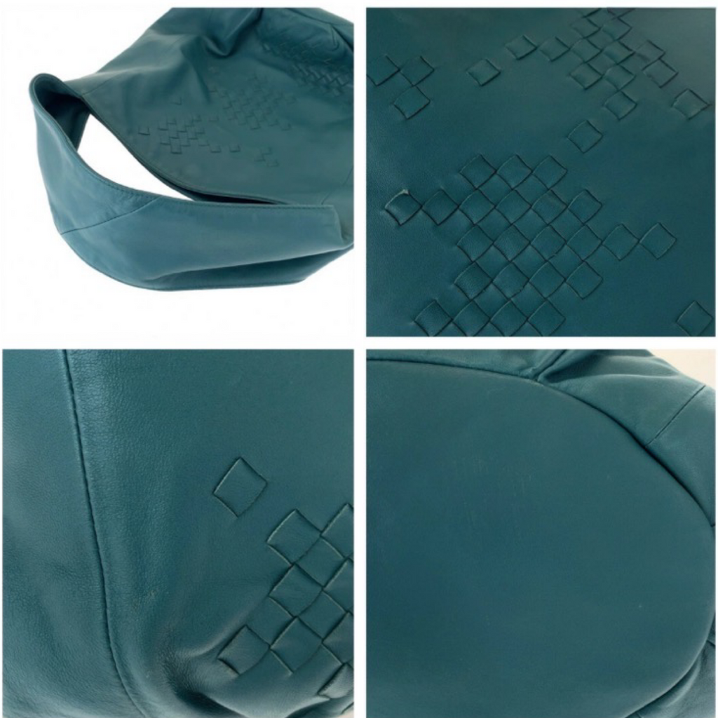 BOTTEGA VENETA Green Intrecciato Hobo Bag Previously Owned Authentic