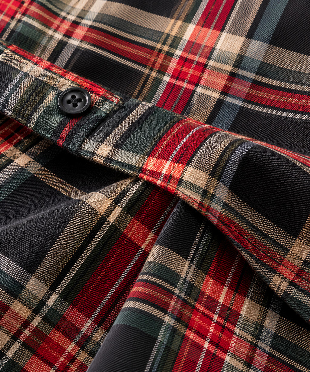 Plaid Button-Front Maxi Shirt Dress