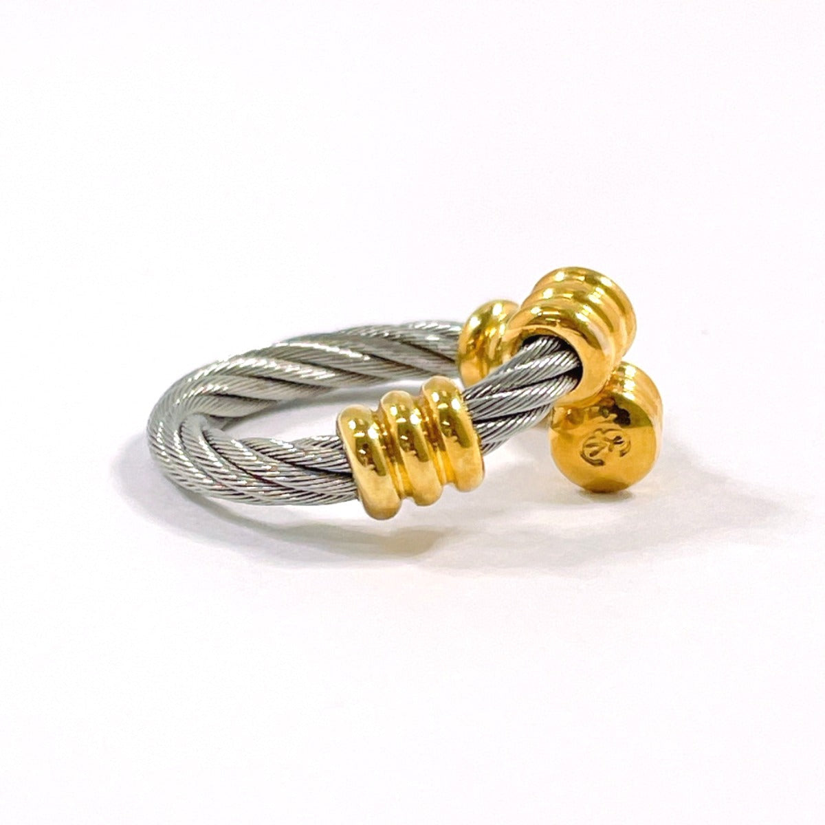 PHILIPPE CHARRIOL – Wire Ring – Silver with Gold-Tone Accents  EU 49 –