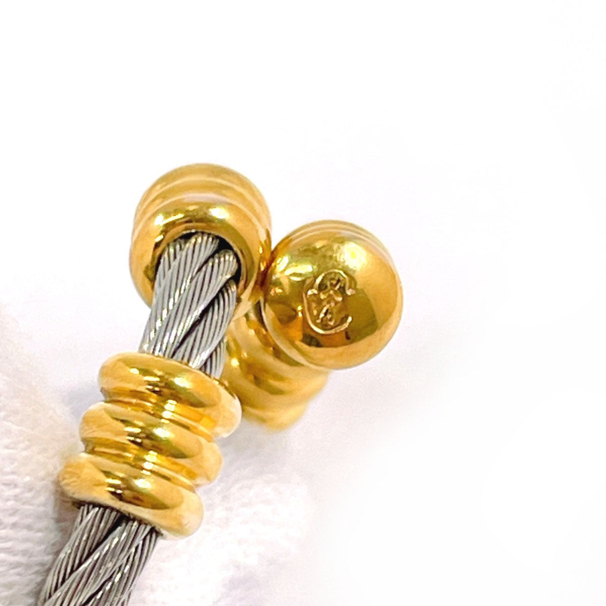 PHILIPPE CHARRIOL – Wire Ring – Silver with Gold-Tone Accents  EU 49 –