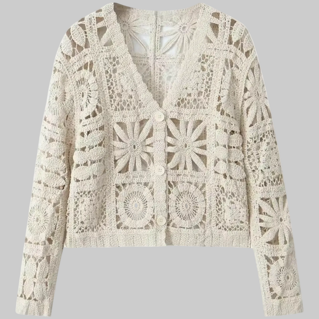 Openwork Crochet Knit Wide Leg Pants set