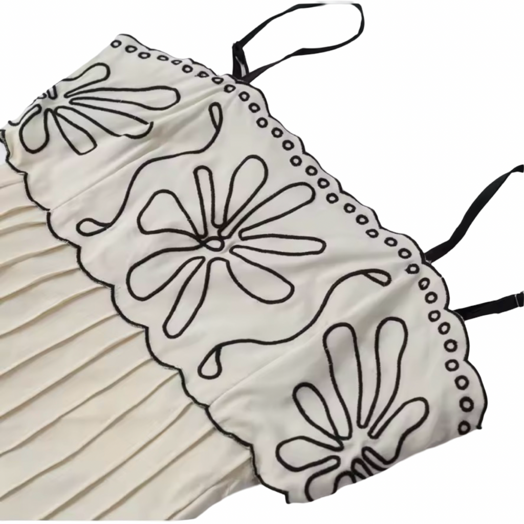 Cream White Embroidered Strap Maxi Dress
