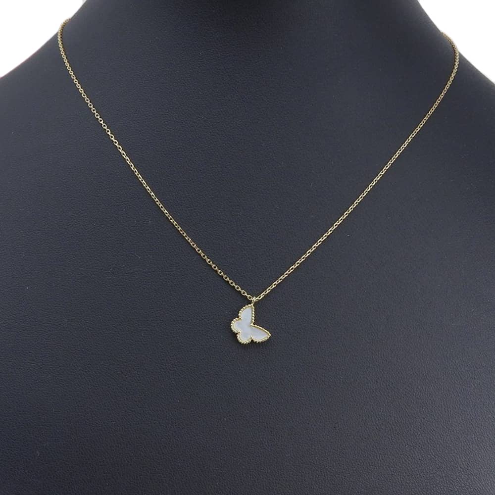 Van Cleef & Arpels – Sweet Alhambra Papillon Necklace – 18K Yellow Gold & Mother-of-Pearl