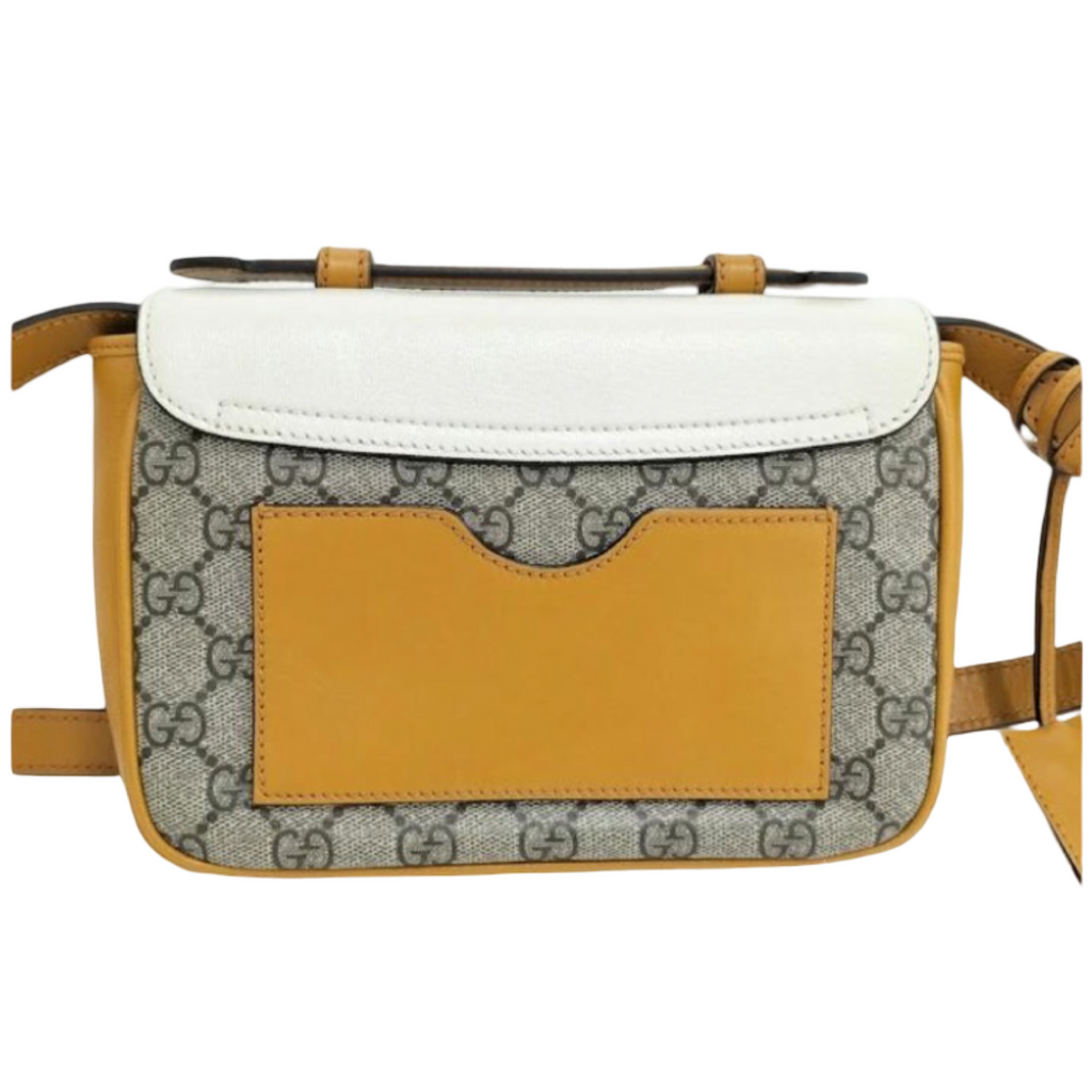 GUCCI Padlock Small GG Supreme Beige Mustard White Shoulder Bag – Authentic Previously Owned