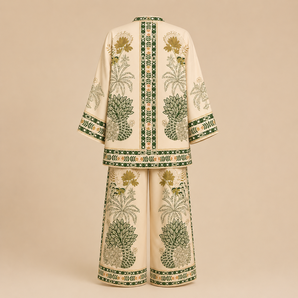 L’LUXE Floral Print Kimono Cardigan & Wide-Leg Pant Set
Resort Set
