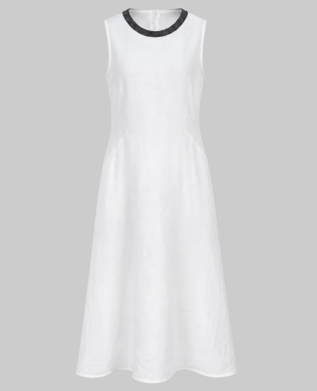 Women’s White Linen Midi Dress | Sleeveless Elegant Summer Dress