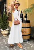 Women’s White Linen Midi Dress | Sleeveless Elegant Summer Dress