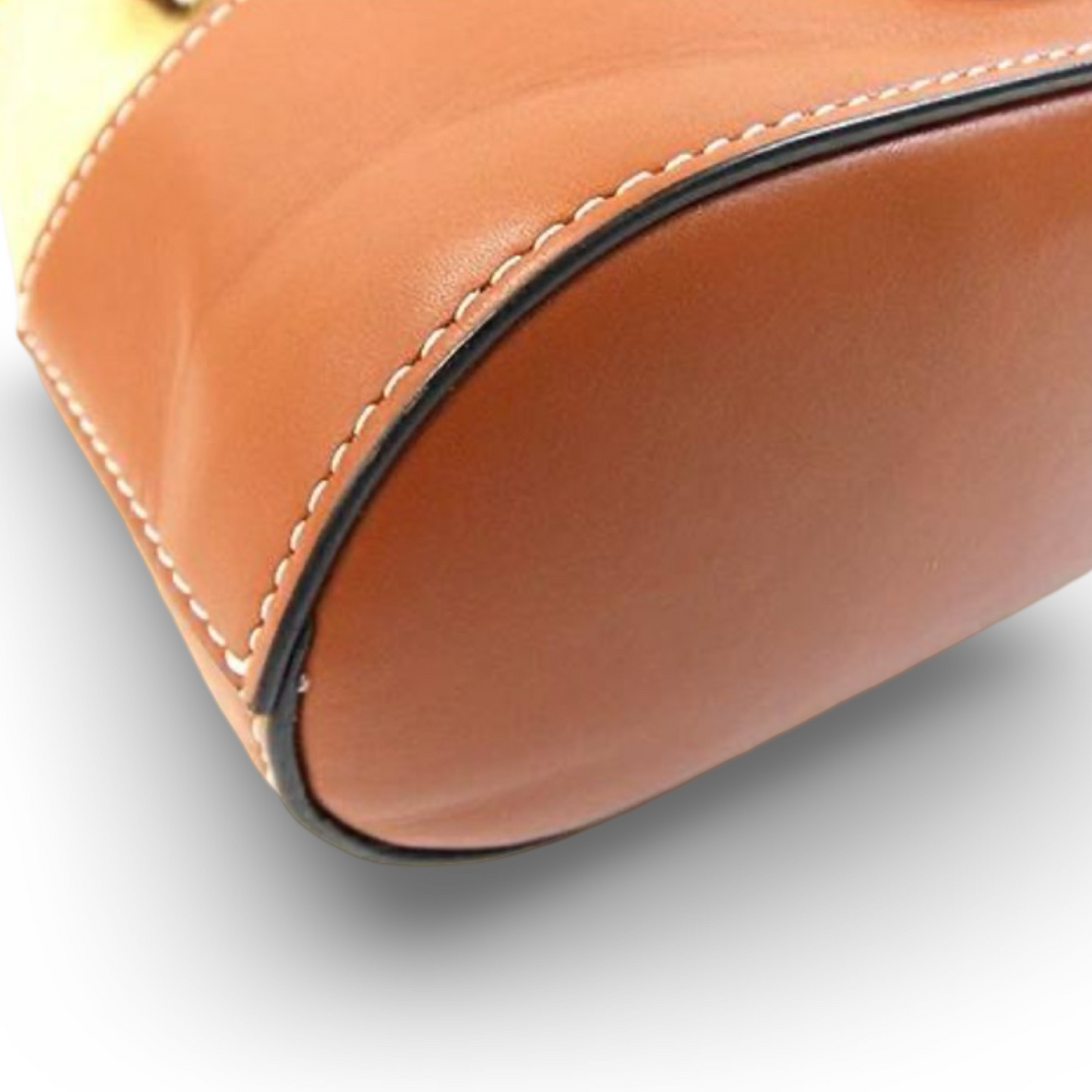 Valentino Garavani V Logo Raffia Bucket Bag Leather Trim Brown – Very Good Condition | L’LUXE Authentic’s