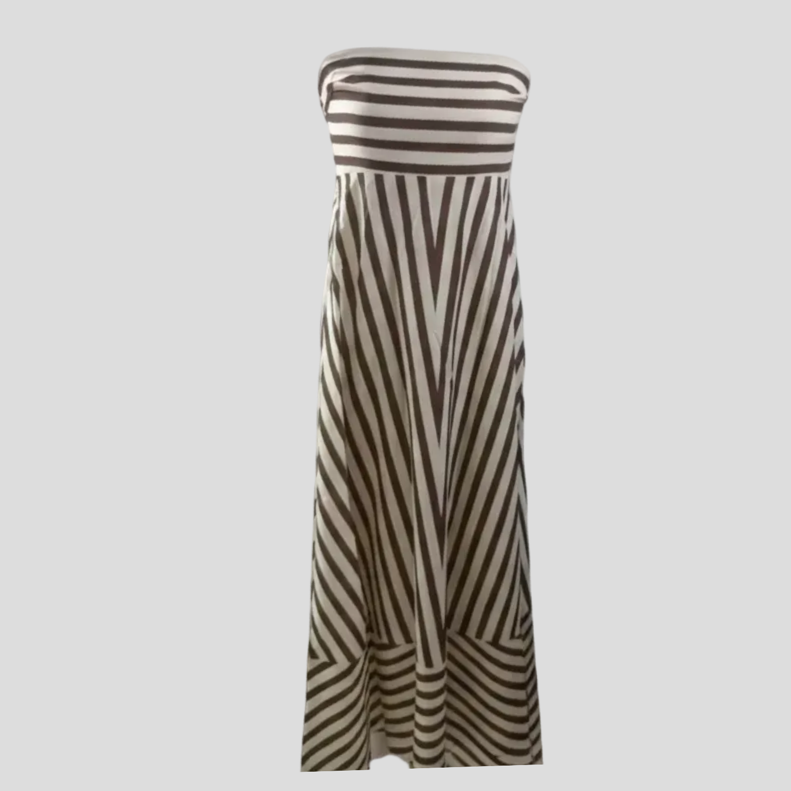 Smocked Striped Strapless Maxi Dress