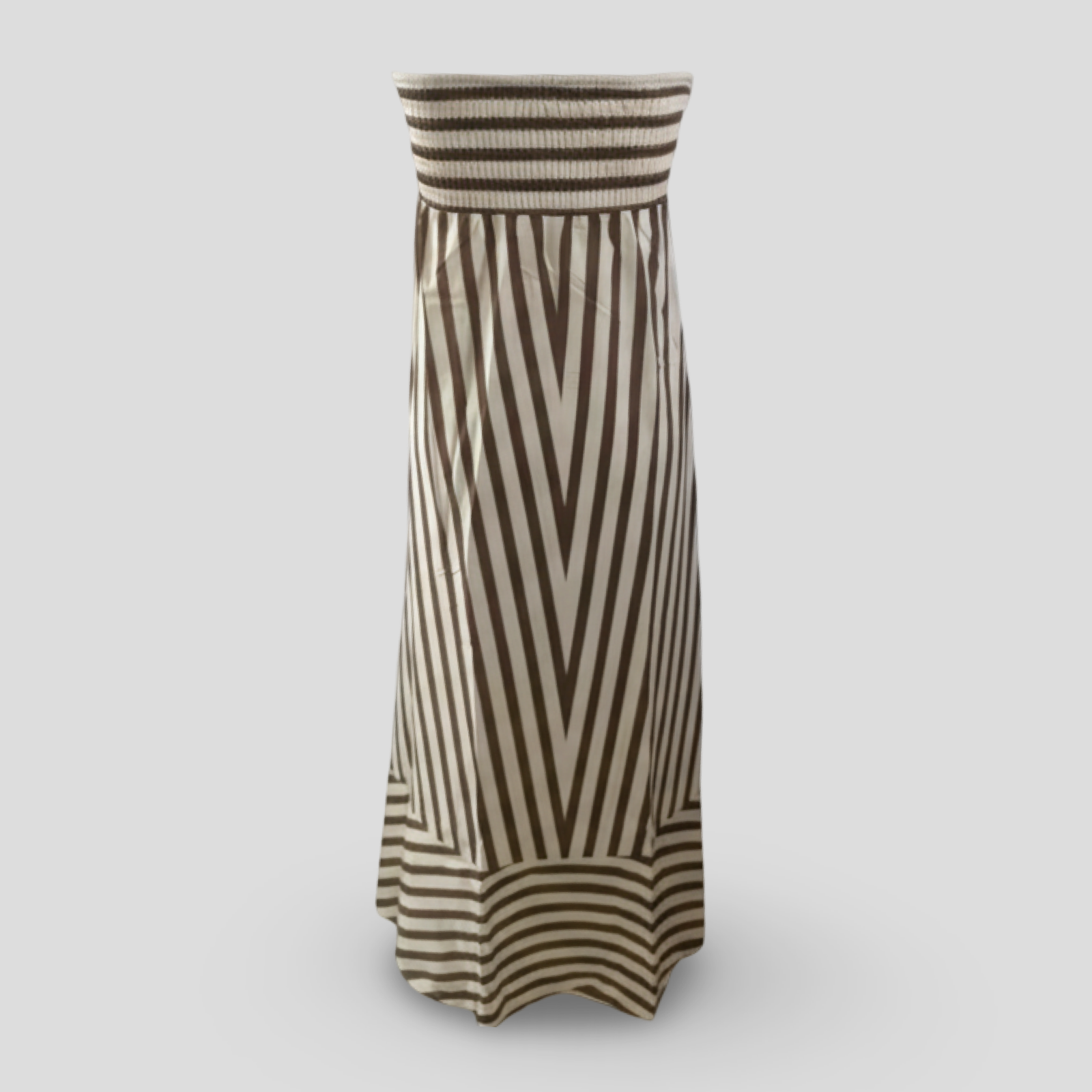 Smocked Striped Strapless Maxi Dress