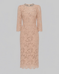 Crystal Embellished Neckline Lace Midi Dress
