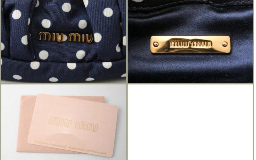 Miu Miu Blue White Polka Dot Nylon Gathered Clutch Pouch Bag