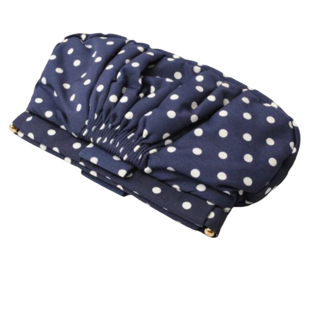 Miu Miu Blue White Polka Dot Nylon Gathered Clutch Pouch Bag