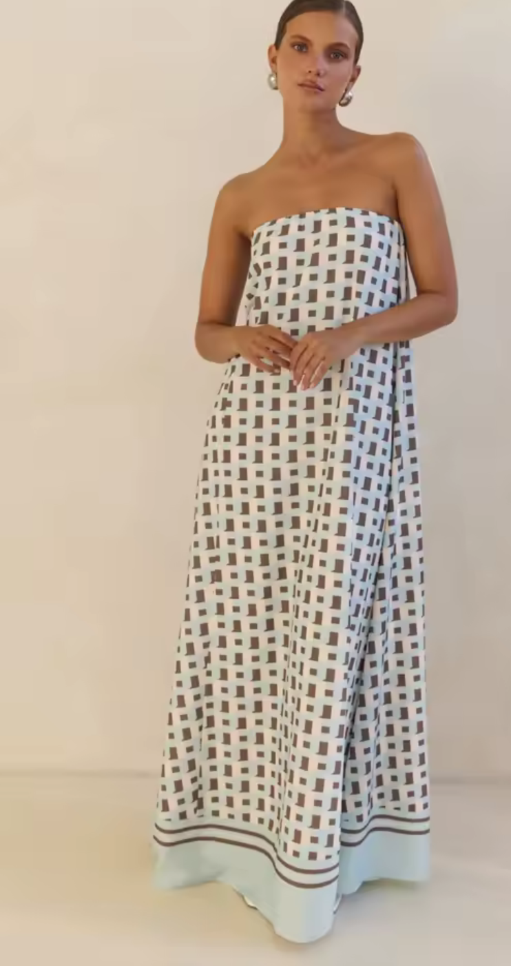 Flowy Strapless Tube Top Maxi Dress