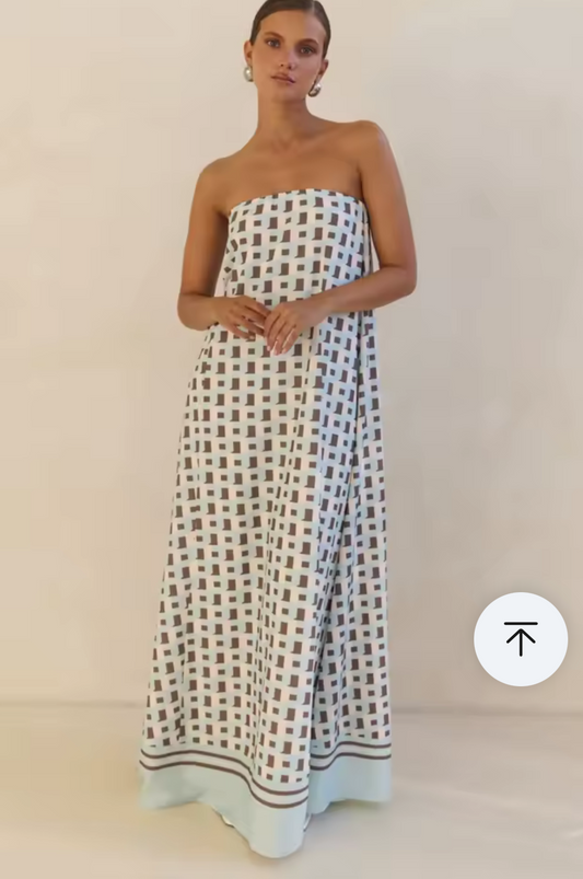 Strapless Printed Maxi Dress – Tube Top Special Occasion - Vacation Dress – Flowy Resort wear