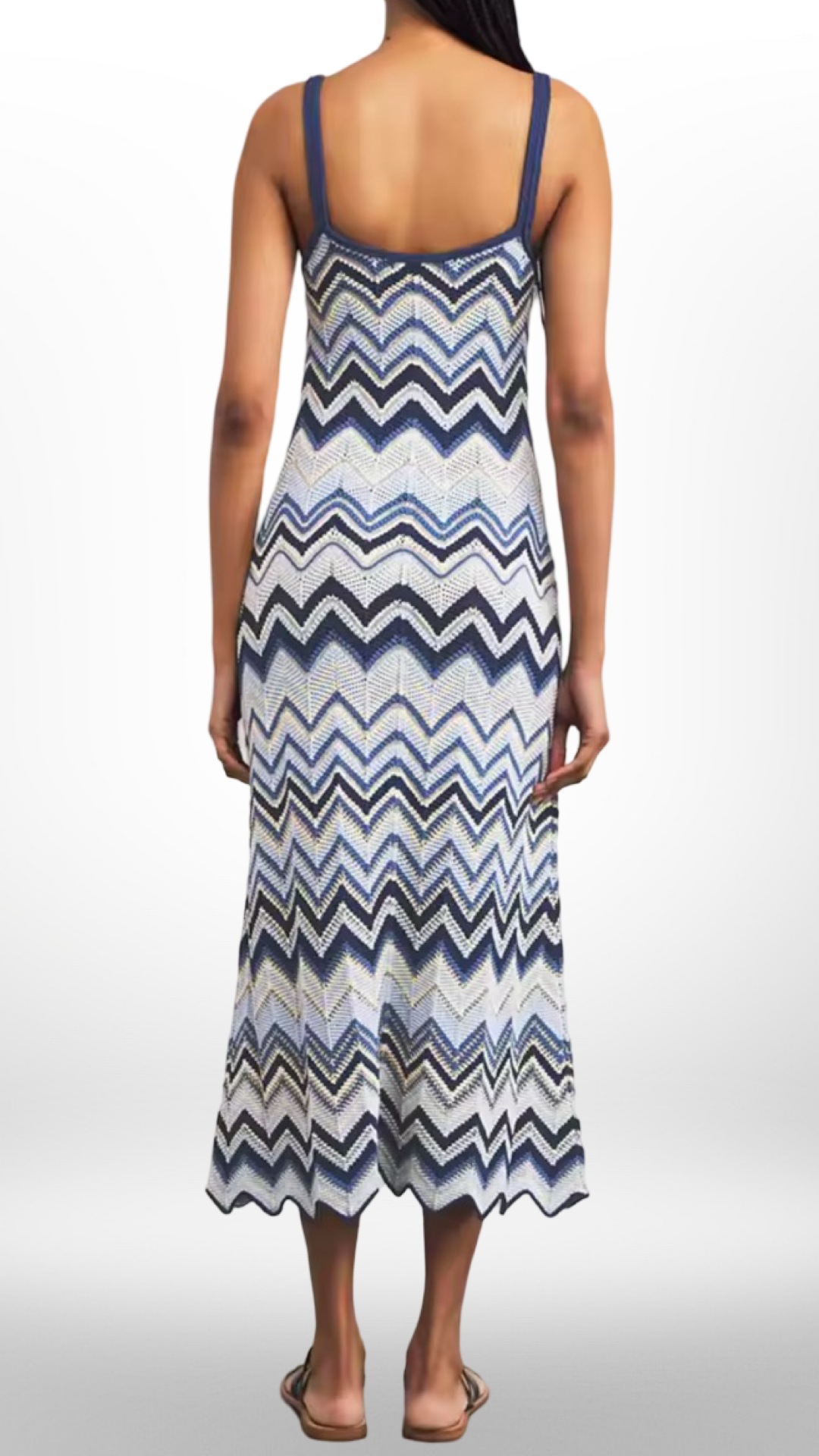 Blue Chevron Knit Maxi Dress