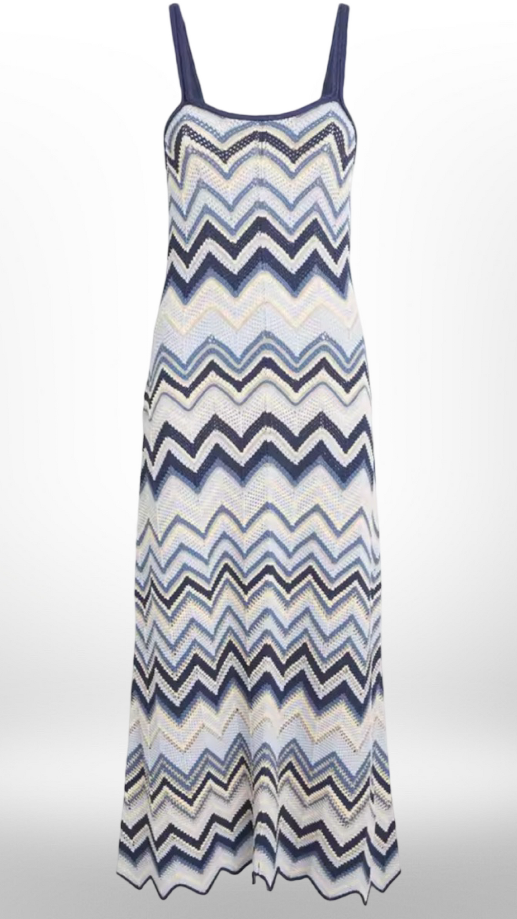 Blue Chevron Knit Maxi Dress