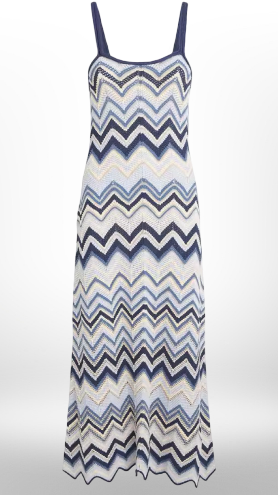 Blue Chevron Knit Maxi Dress