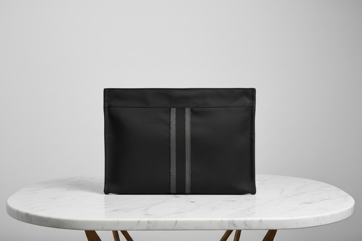 Hermès Fourre Tout Clutch Canvas Leather Black Gray Previously Owned Authentic