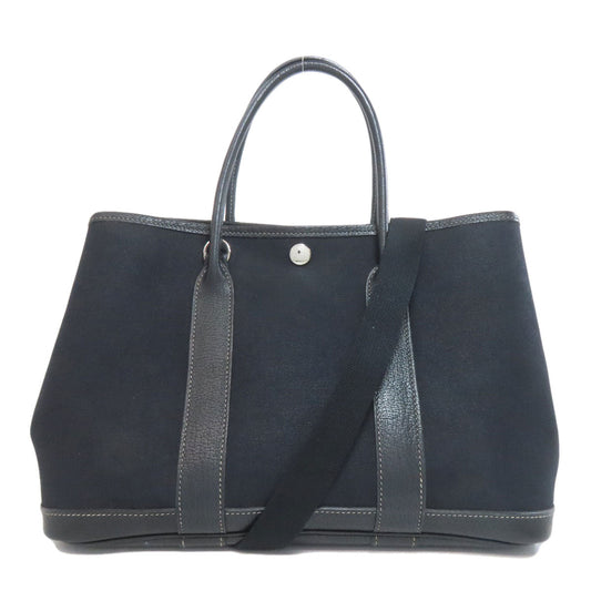 HERMÈS Garden Party TPM – Black Towar Officche Leather – Silver-Tone