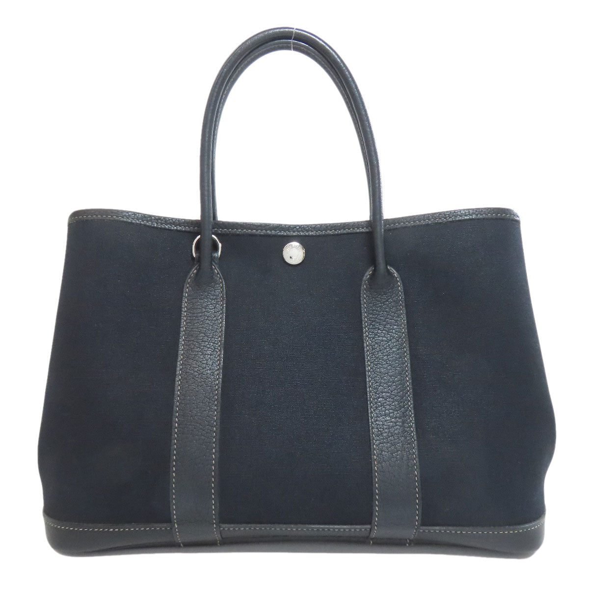 HERMÈS Garden Party TPM – Black Towar Officche Leather – Silver-Tone