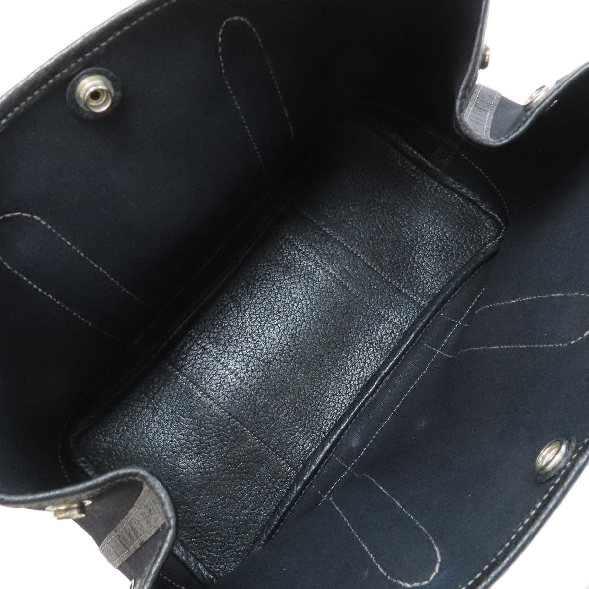 HERMÈS Garden Party TPM – Black Towar Officche Leather – Silver-Tone