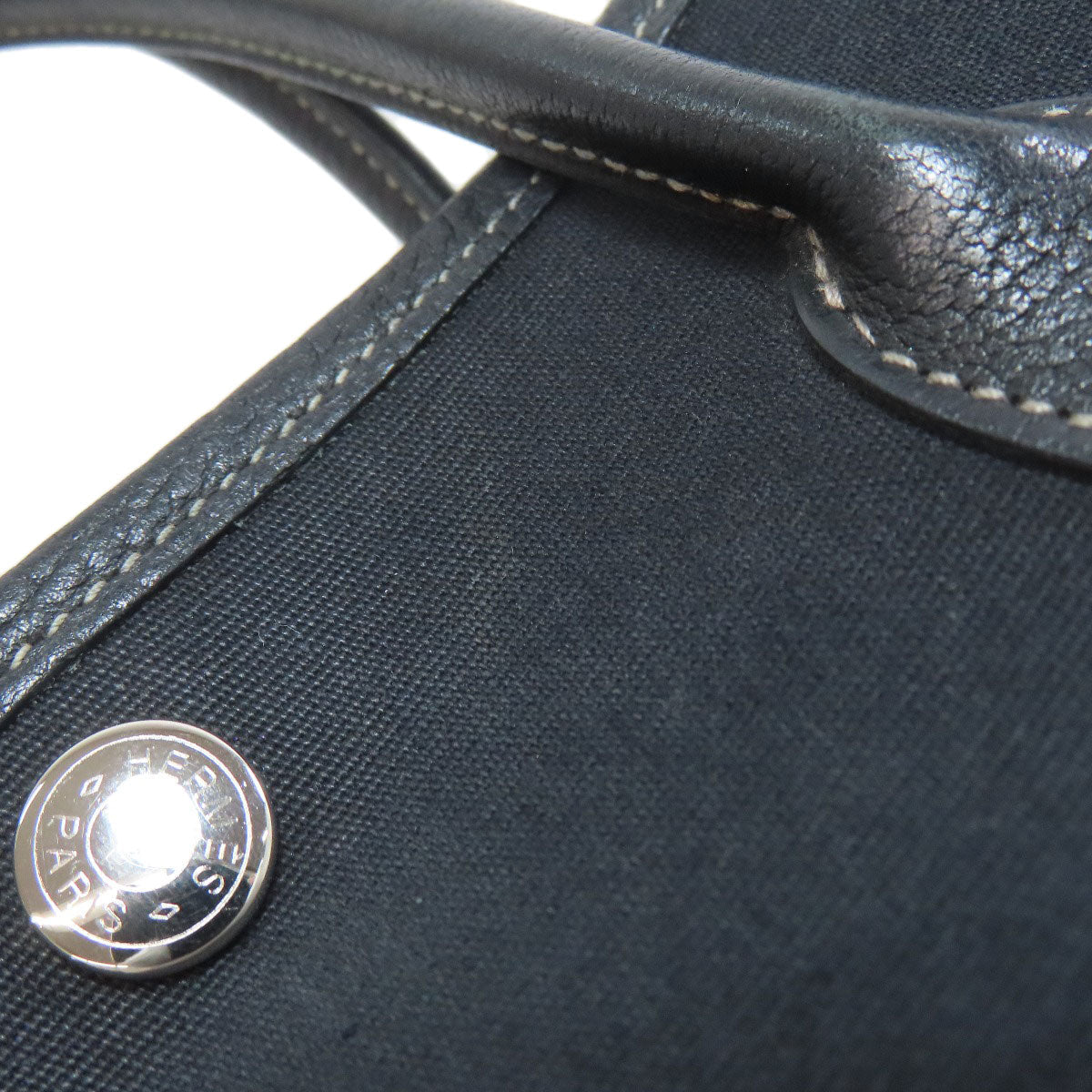 HERMÈS Garden Party TPM – Black Towar Officche Leather – Silver-Tone