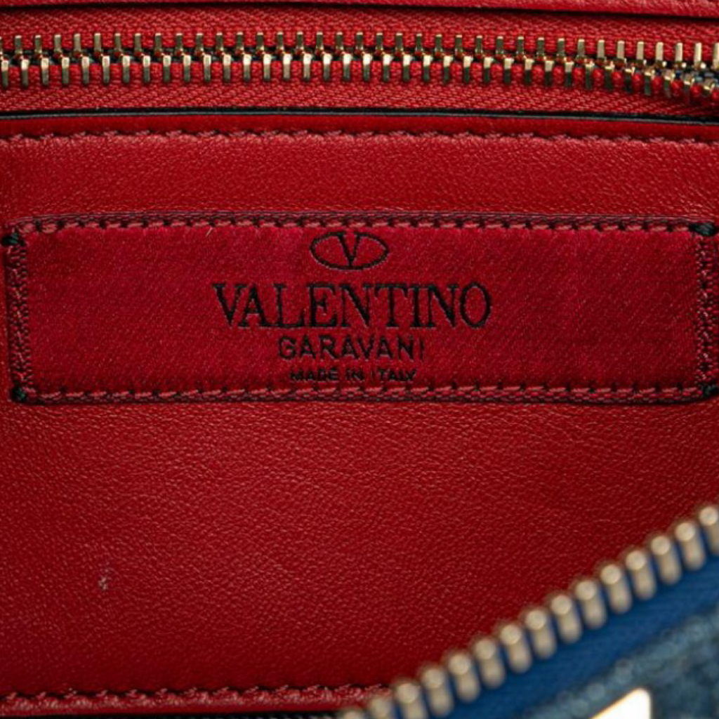VALENTINO Blue Denim Studded Shoulder Bag | Previously Owned Authentic