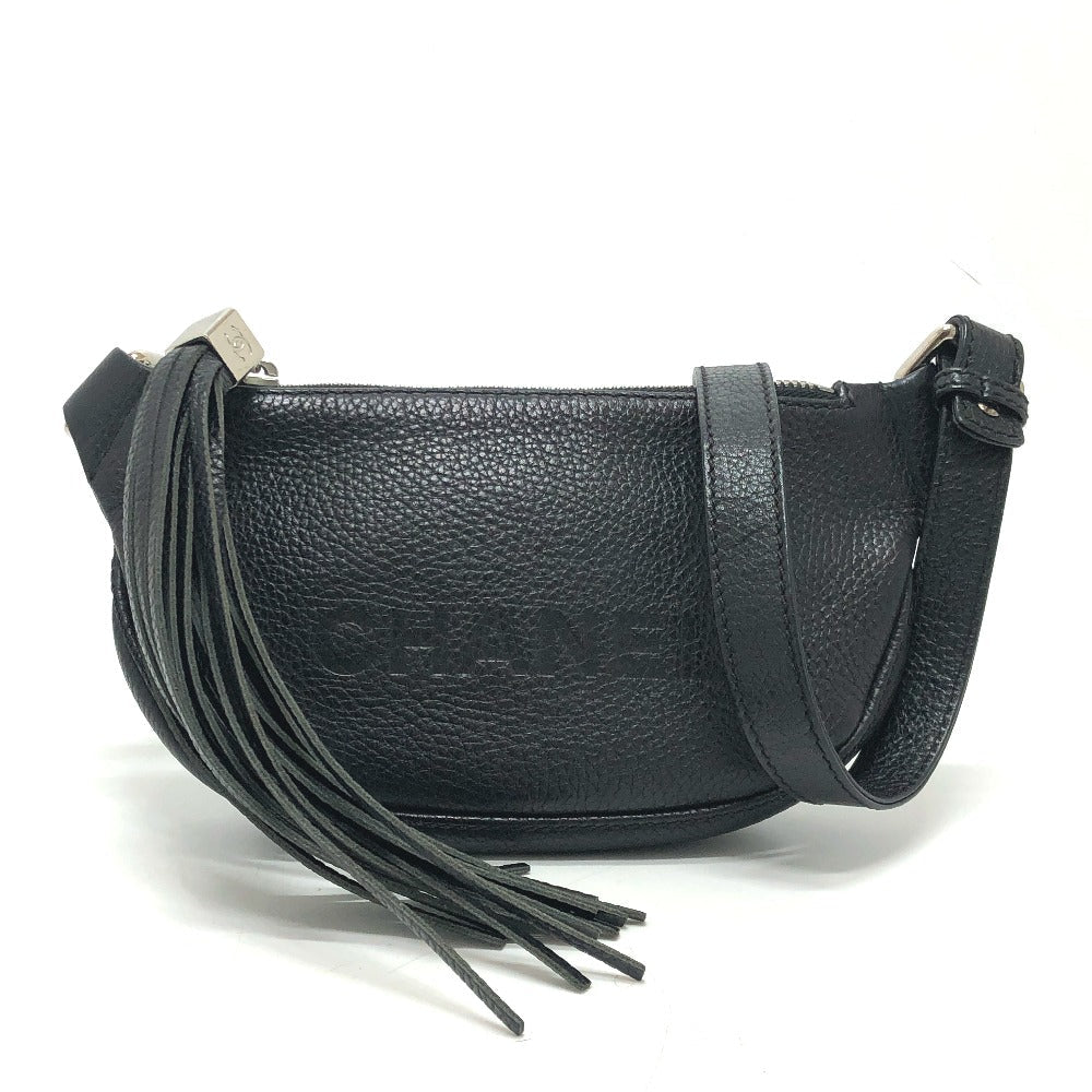 CHANEL – Logo Fringe – Black Calf Leather – Karl Lagerfeld Era, 1990s – 100% Authentic Pre-Owned✨ Good Vintage Condition