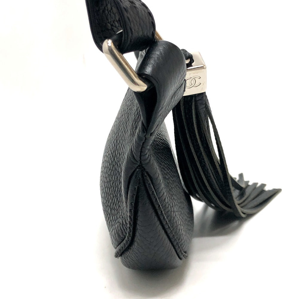 CHANEL – Logo Fringe – Black Calf Leather – Karl Lagerfeld Era, 1990s – 100% Authentic Pre-Owned✨ Good Vintage Condition