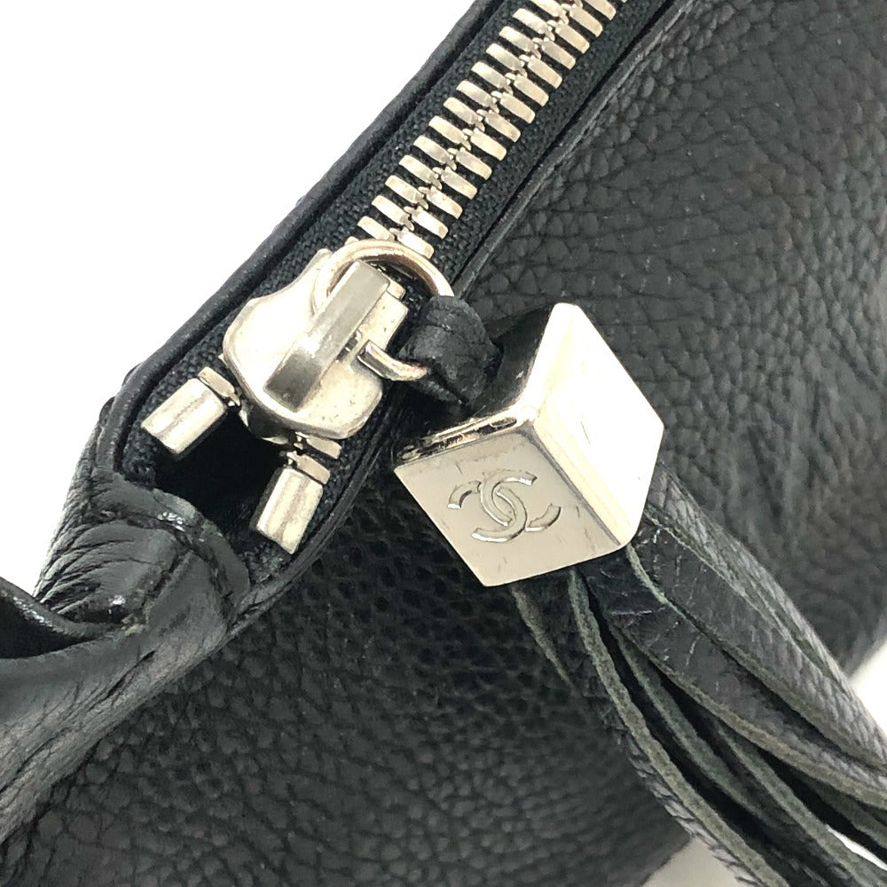 CHANEL – Logo Fringe – Black Calf Leather – Karl Lagerfeld Era, 1990s – 100% Authentic Pre-Owned✨ Good Vintage Condition