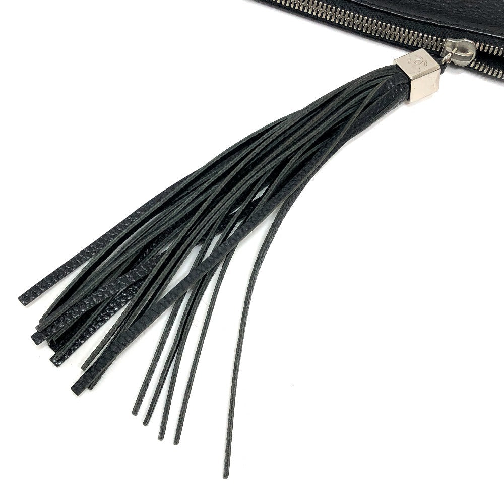 CHANEL – Logo Fringe – Black Calf Leather – Karl Lagerfeld Era, 1990s – 100% Authentic Pre-Owned✨ Good Vintage Condition