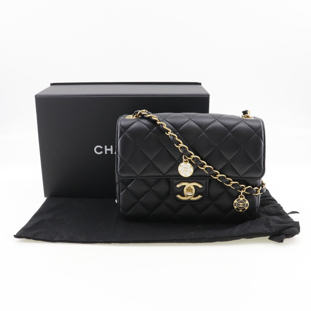 CHANEL Black Calfskin with COCO Mark Charm – Karl Lagerfeld Collection, 2000s – 100% Authentic ✨Excellent Pre-Owned Condition