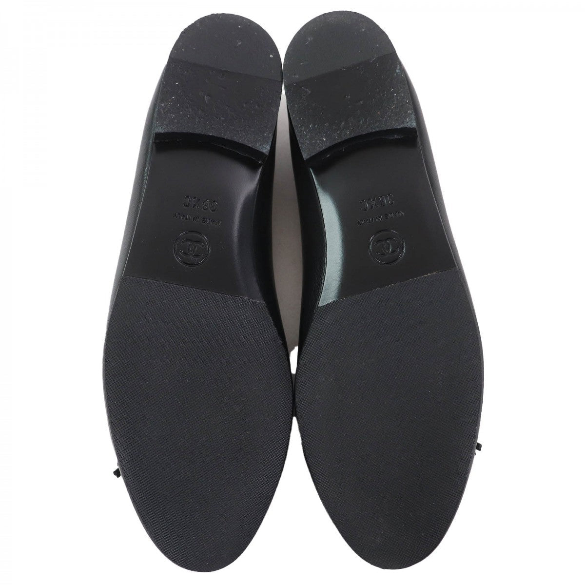 CHANEL Black Leather Ballerina with Patent Trim – Size 36.5 – Made in Italy – 100% Authentic ✨Excellent Pre-Owned Condition