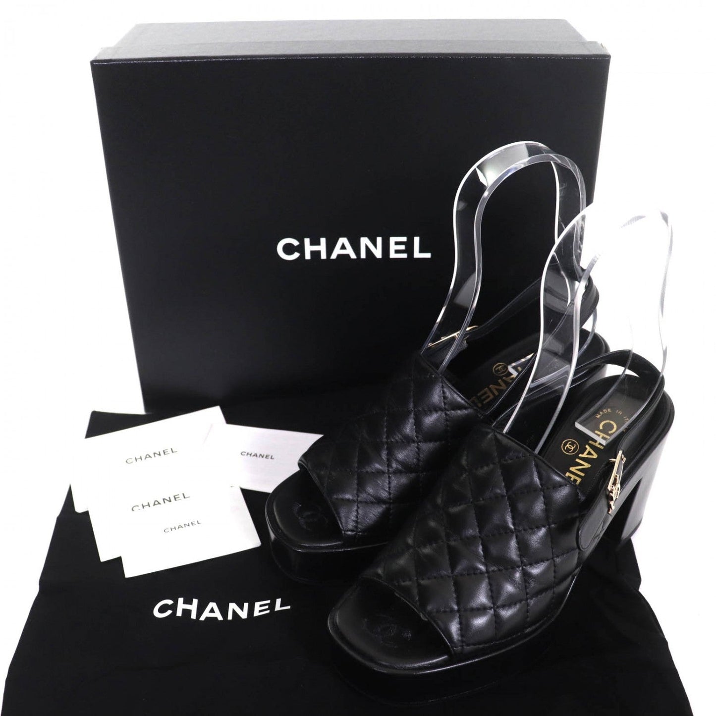 CHANEL Sandals – Black Leather – Size 37 – Collection 24P –