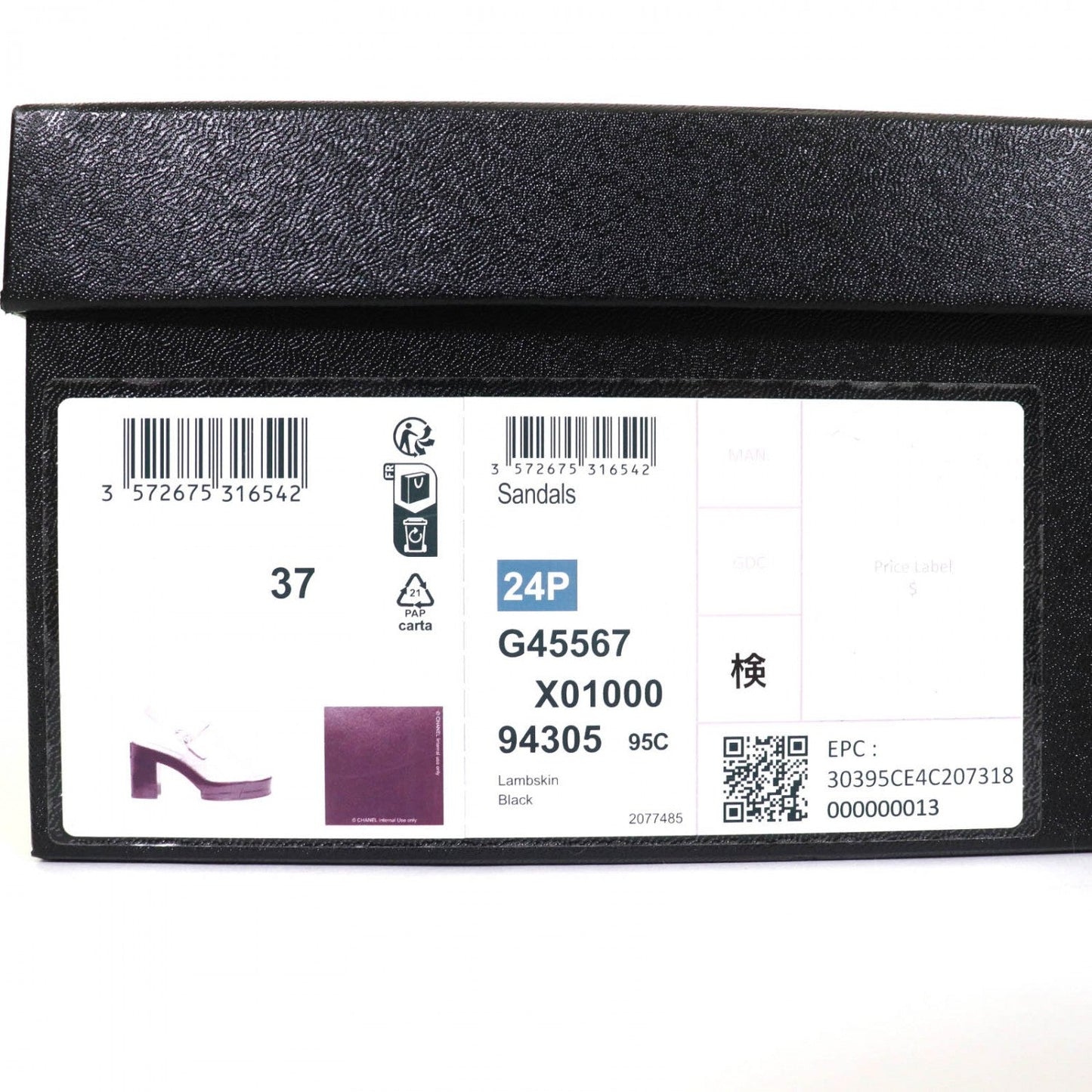 CHANEL Sandals – Black Leather – Size 37 – Collection 24P –