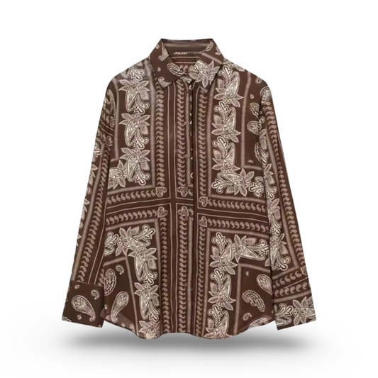 Bandanna Inspired Paisley Print Shirt and Wide-Leg Pants Set| L’LUXE Matching Sets