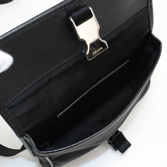 PRADA – Diagonal Shoulder Nylon Bag Saffiano Leather – Black – 100% Authentic ✨Previously Owned Excellent Condition ~20% Off MSRP