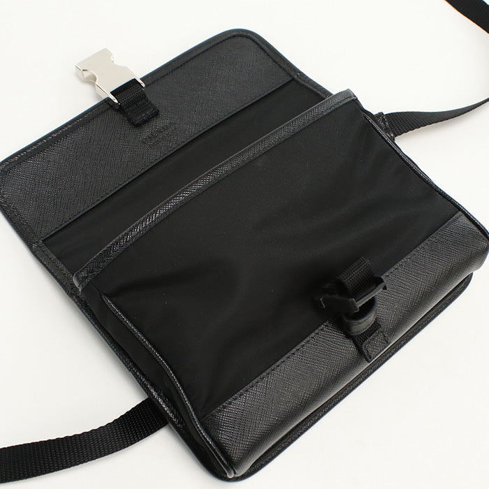 PRADA – Diagonal Shoulder Nylon Bag Saffiano Leather – Black – 100% Authentic ✨Previously Owned Excellent Condition ~20% Off MSRP