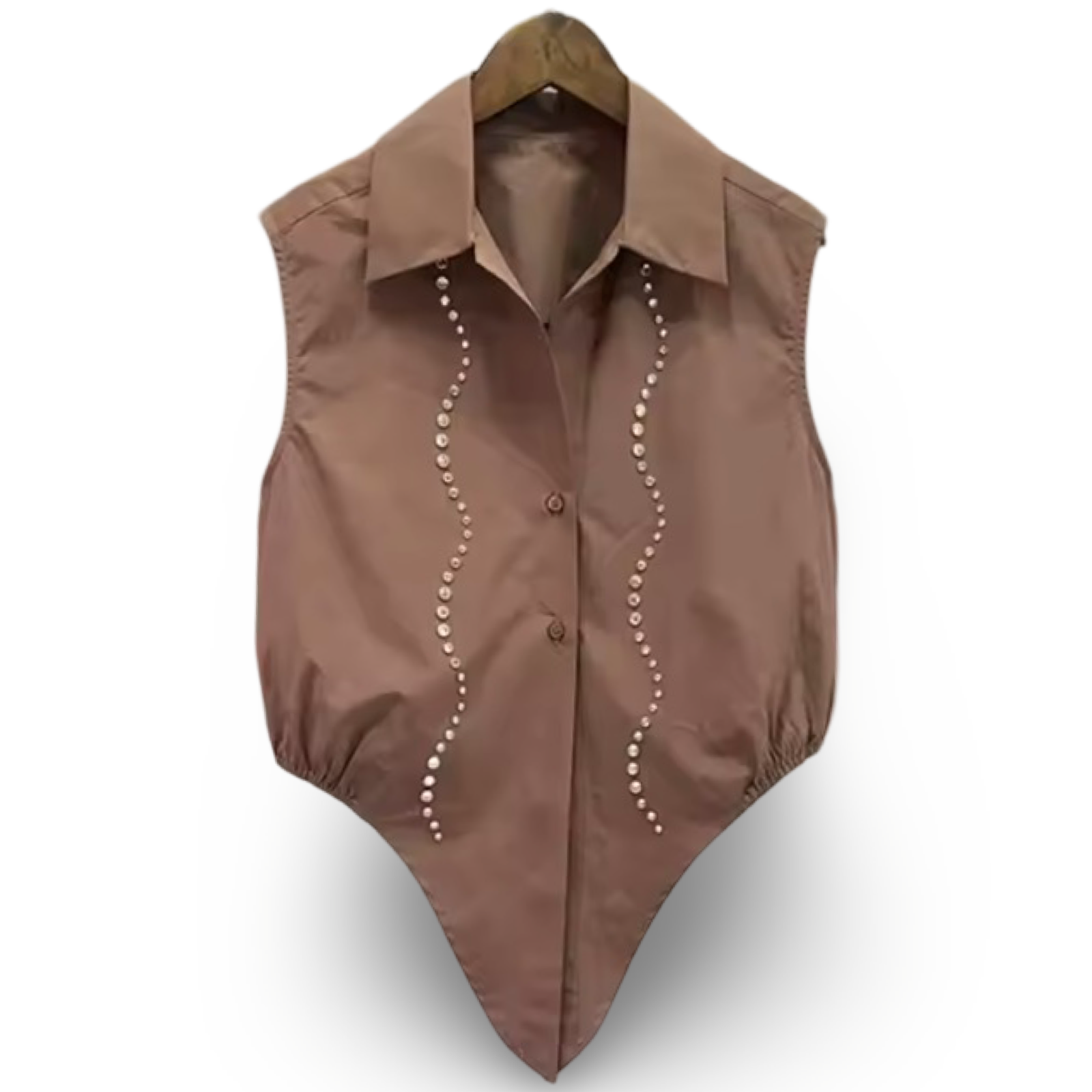Mocha Taupe Rhinestone Trim Sleeveless Top & Ruffled Tiered Midi Skirt | Matching Co-Ord |  Editors Pick