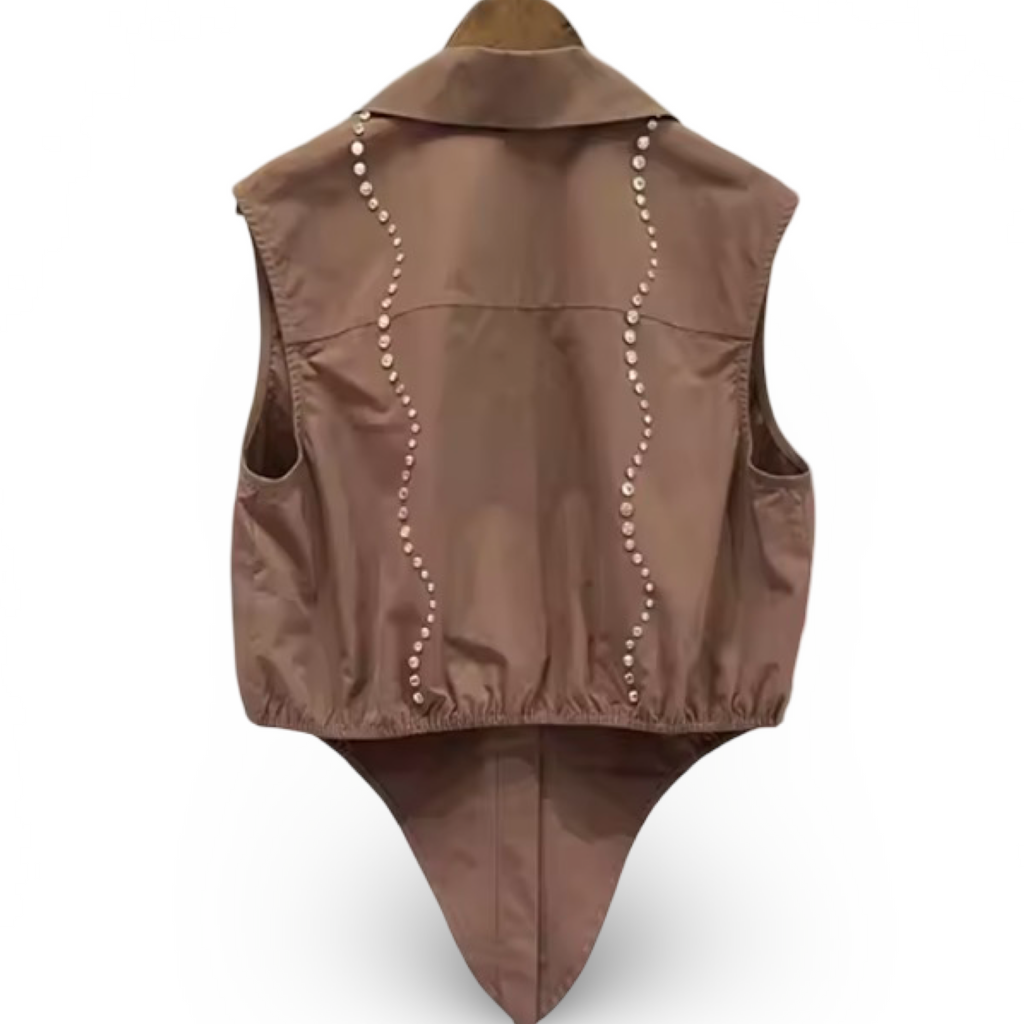 Mocha Taupe Rhinestone Trim Sleeveless Top & Ruffled Tiered Midi Skirt | Matching Co-Ord |  Editors Pick