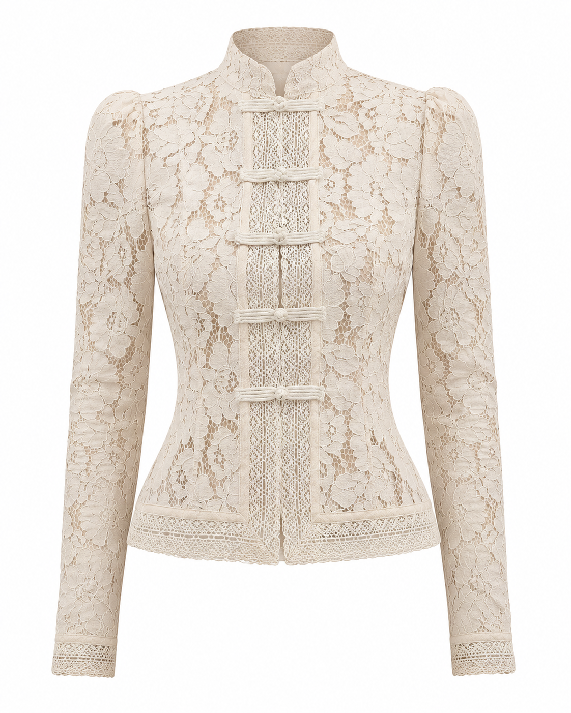 Lace -detail blouse with soft vintage-inspired detailing| Long sleeves