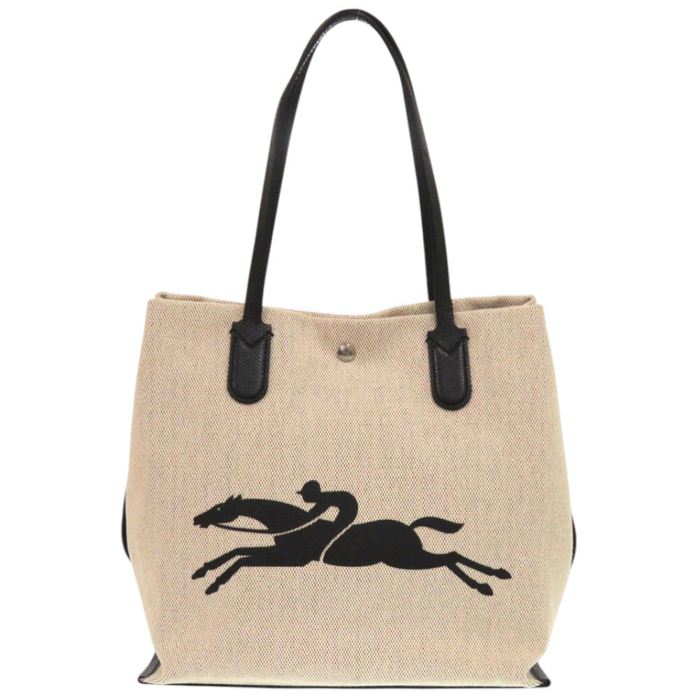 LONGCHAMP – Tote Bag – Rozo – Beige Canvas & Leather –