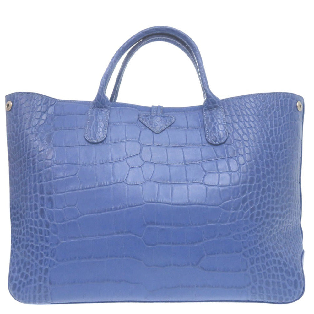 Longchamp – Rozo Tote Bag  Blue Crocodile-Embossed Leather