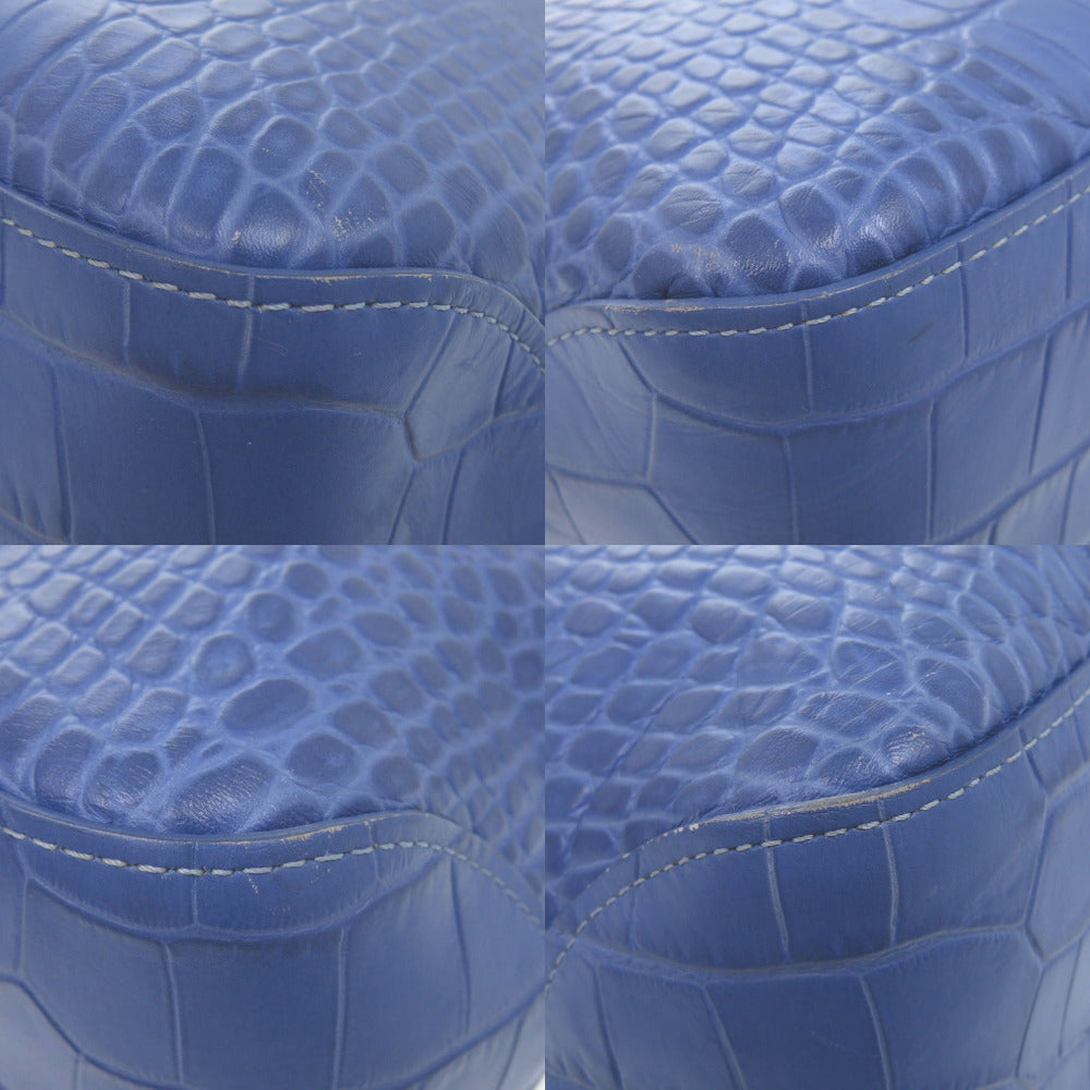 Longchamp – Rozo Tote Bag  Blue Crocodile-Embossed Leather