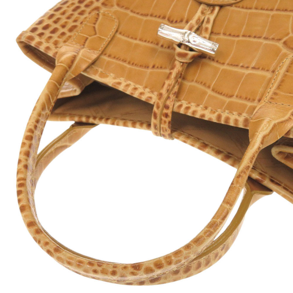 Longchamp – Rozo Handbag – Model Croco-Embossed Leather – Camel