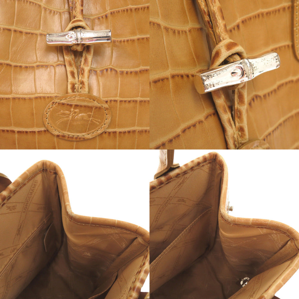 Longchamp – Rozo Handbag – Model Croco-Embossed Leather – Camel