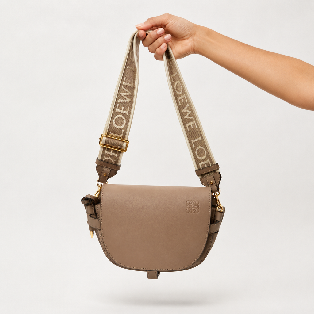 LOEWE Gate Dual Mini Beige Leather Crossbody Bag Authentic Previously Owned