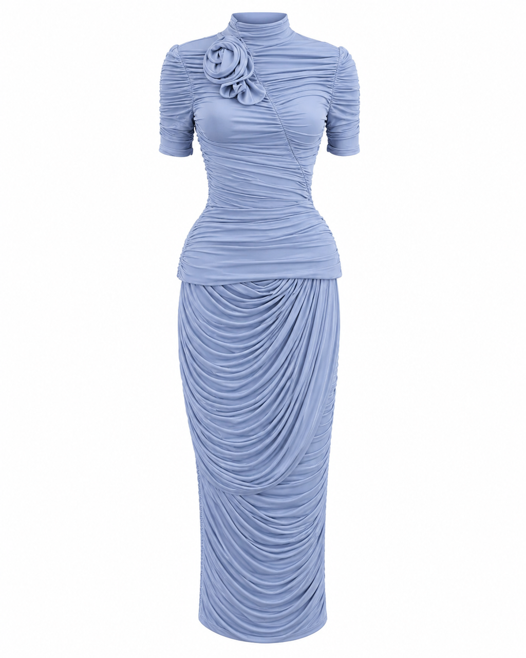 Women’s Blue Ruched with Floral | Matching Co-Ord Outfit |