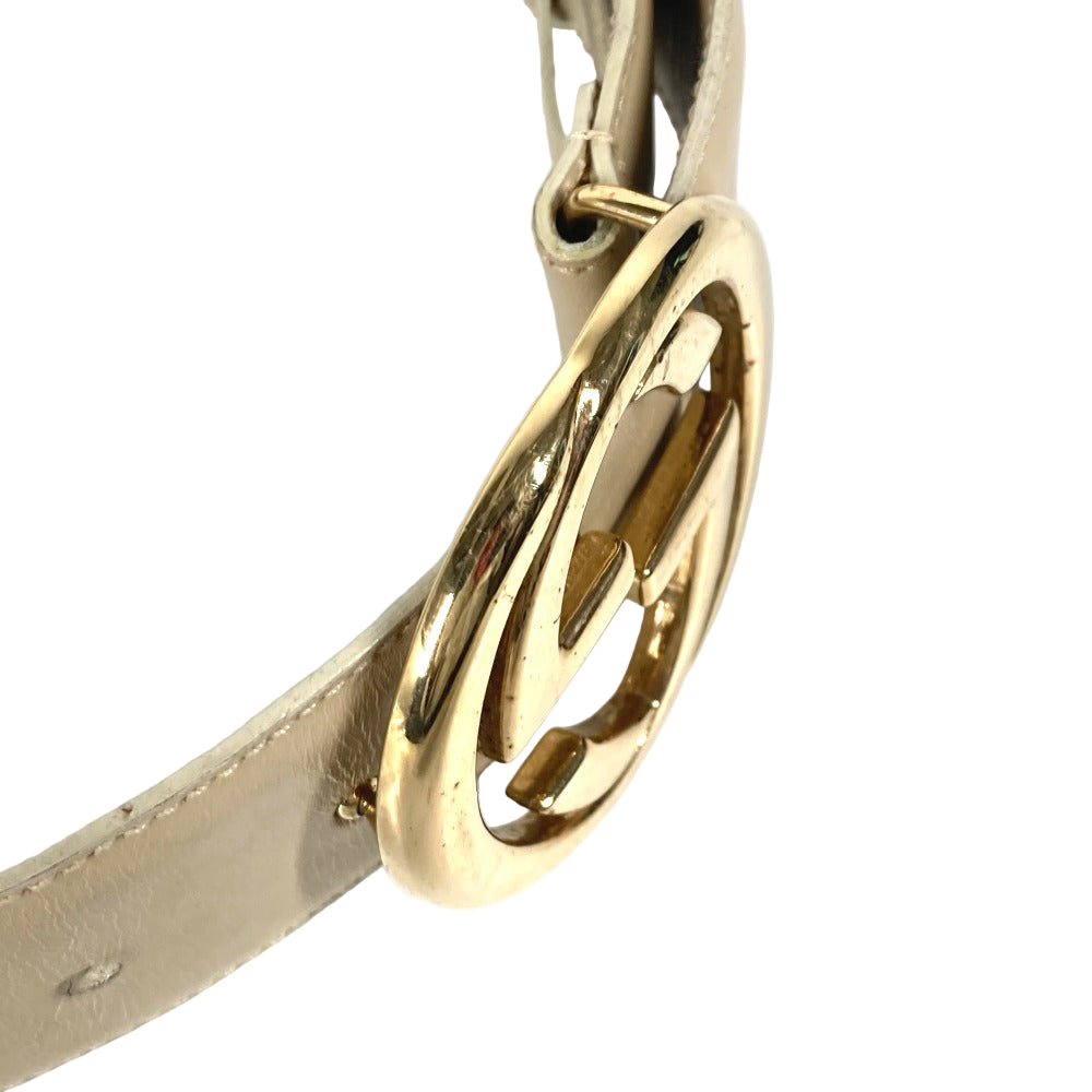 GUCCI – GG Logo Leather Belt – Model 037･0394 – Beige – Women’s Size 65 – 100% Authentic ✨Very Good Previously Owned Condition  ~54% Total Savings